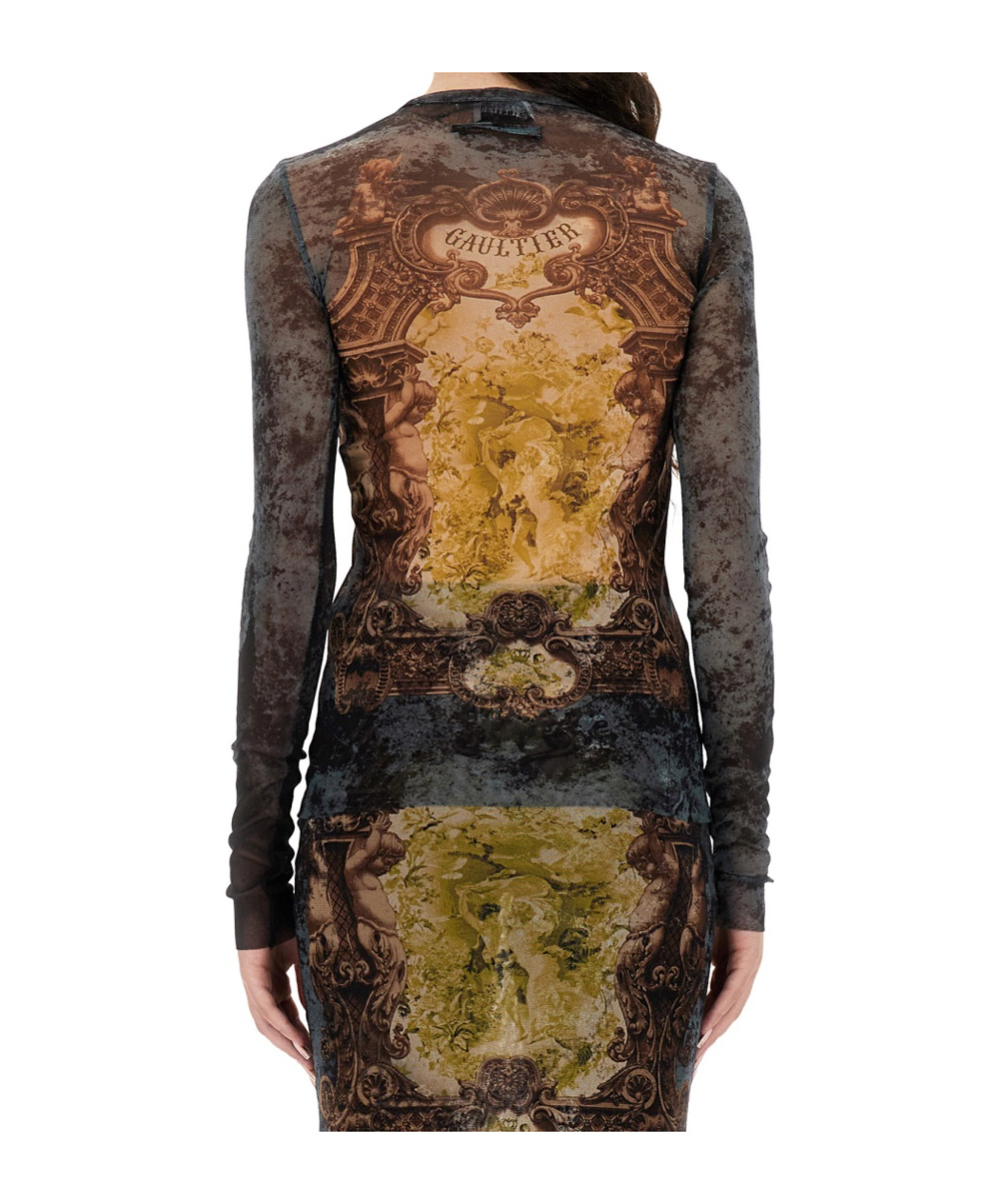Jean Paul Gaultier Sleeveless Midi Dress Printed Pattern In Black