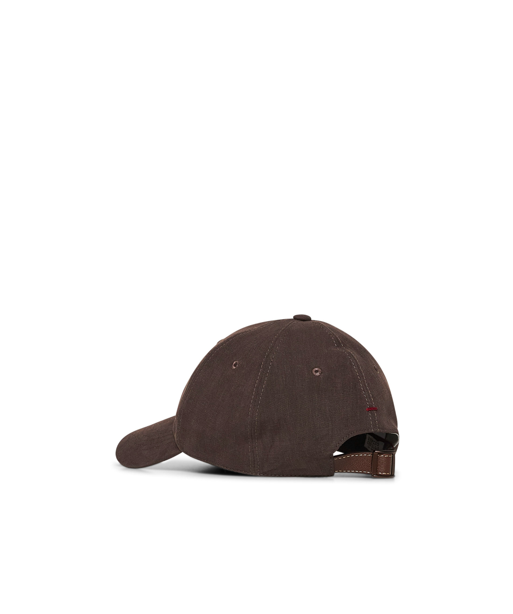 Brunello Cucinelli Men Linen Baseball Hat With Frontal Logo In Brown