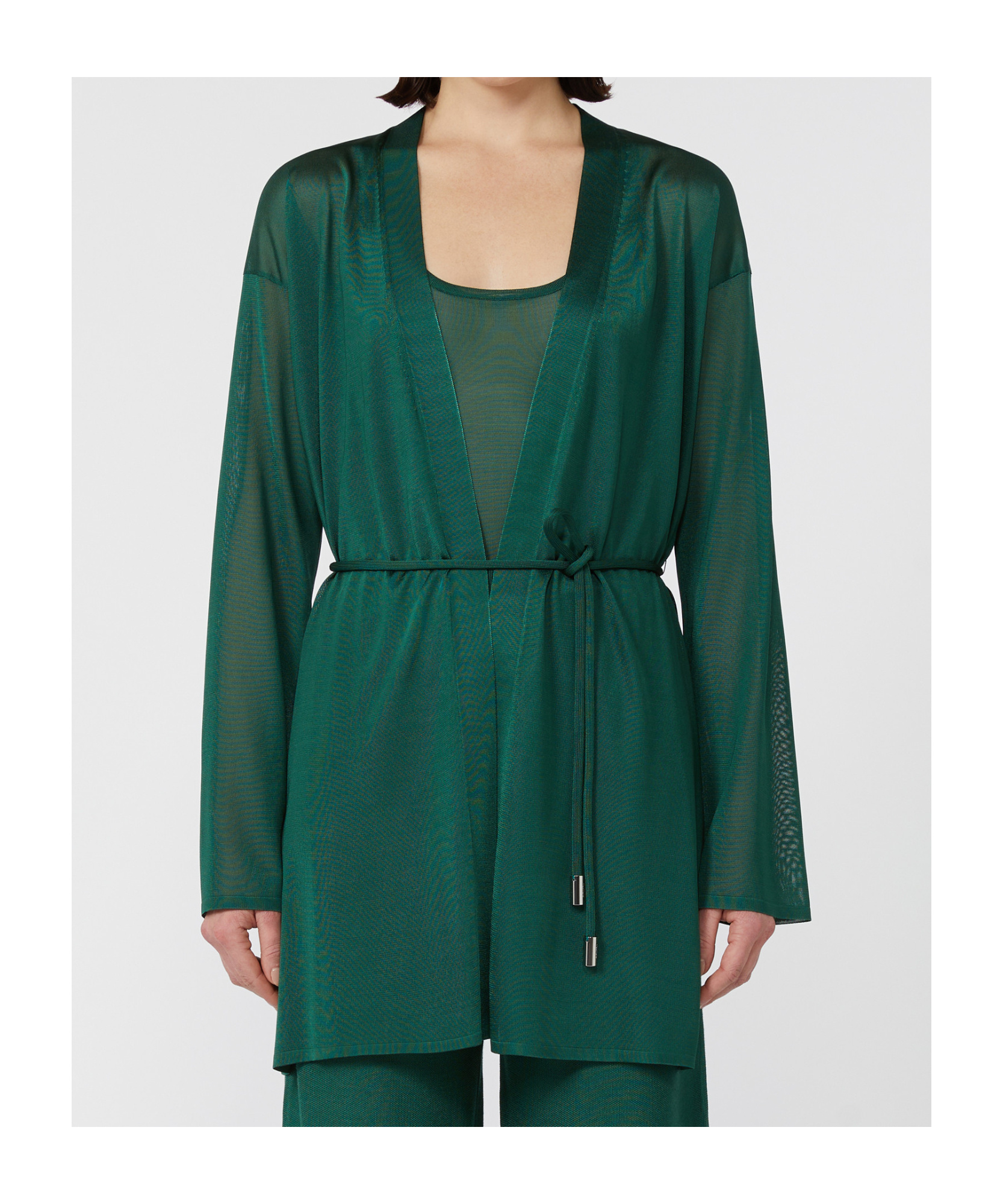 Max Mara Viscose Yarn Wrap Cardigan In Green