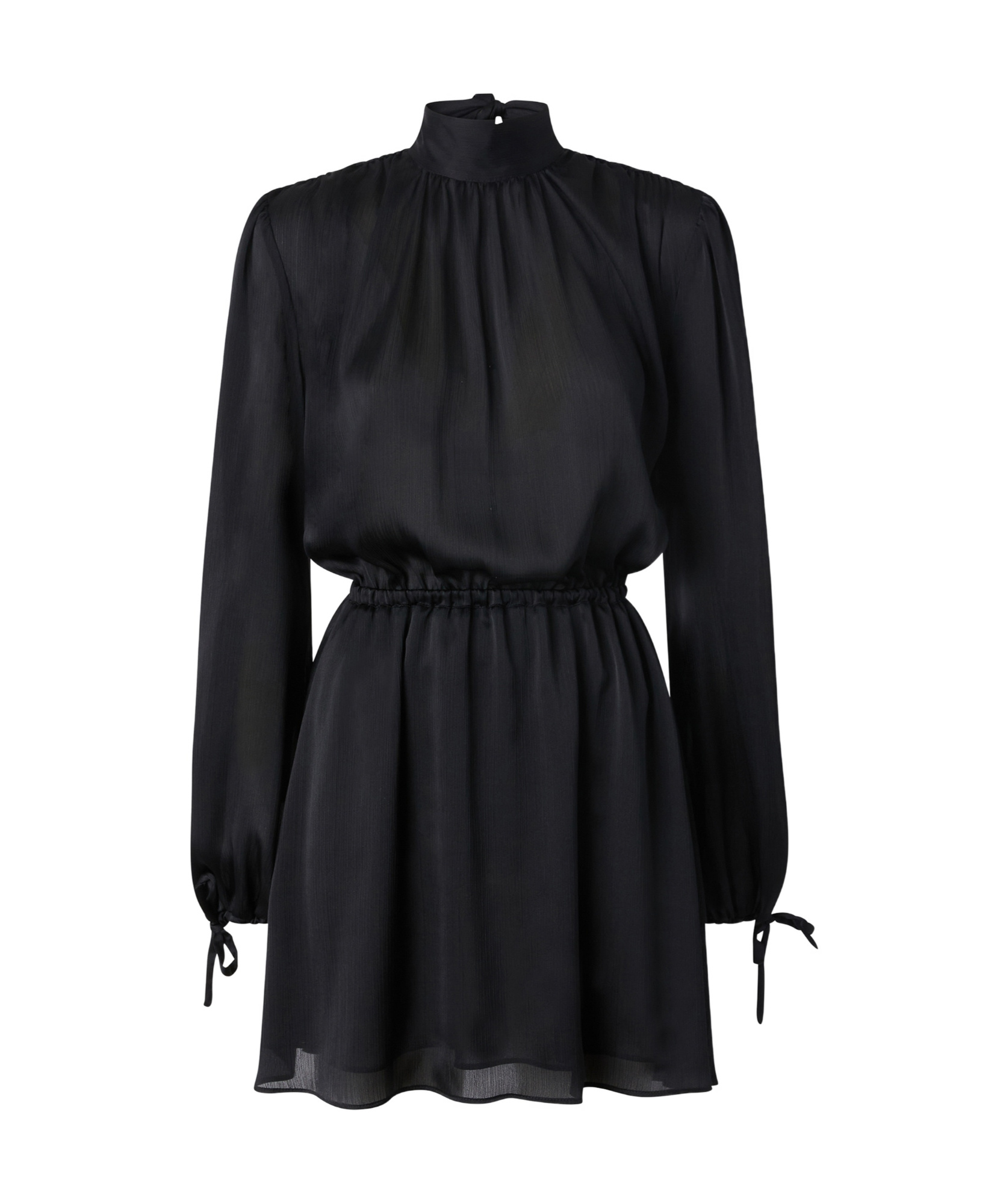 Pinko Crinkle Fabric Mini Dress With Open Back In Black