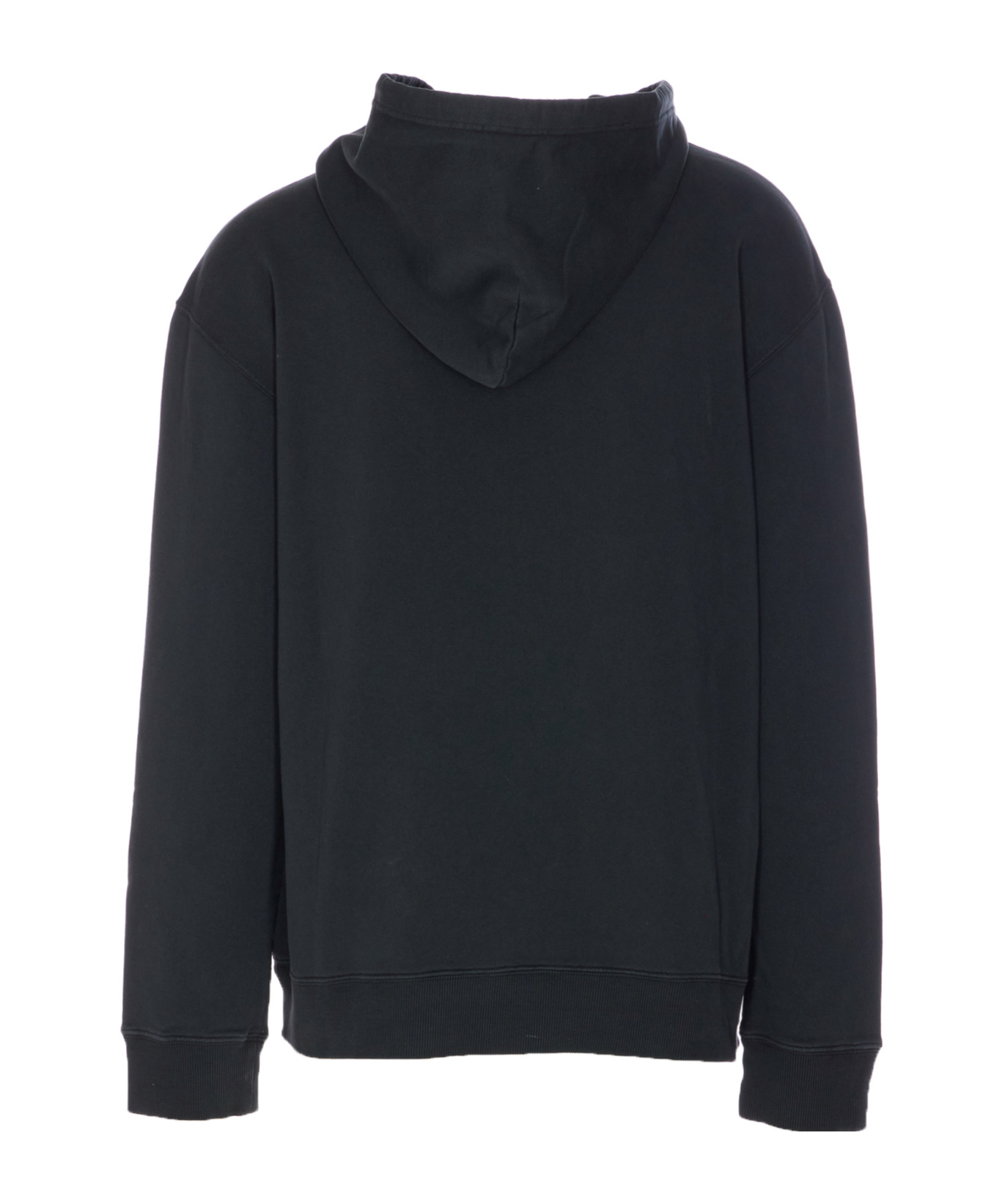 Mm6 Maison Margiela Drawstring Hood Kangaroo Pocket Ribbed Cuffs In Black