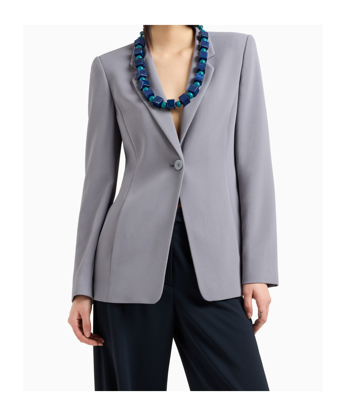 Emporio Armani Lapel Long Sleeve Casual Jacket In Gray
