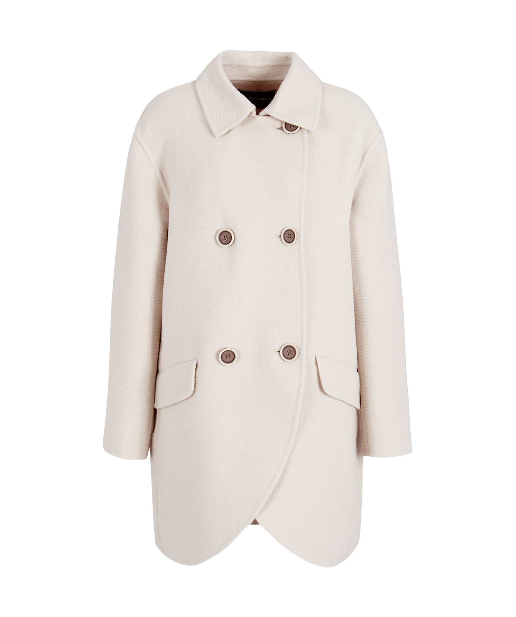 Emporio Armani Double-breasted Coat In Off White
