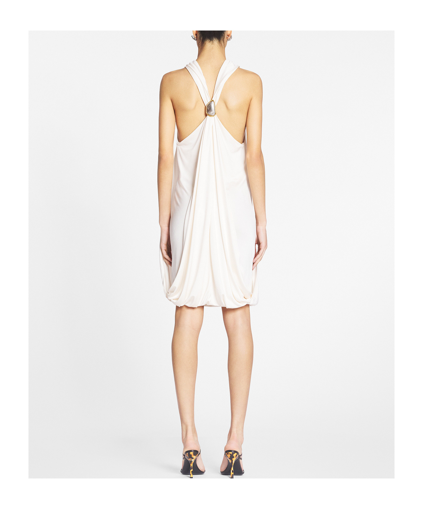 Lanvin Twisted Ple-back Scarf Dress In White