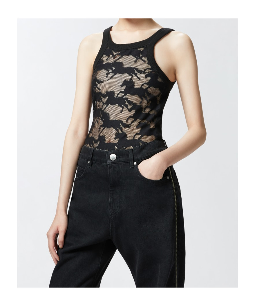 Shop Pinko Horse-motif Tank Top In Black