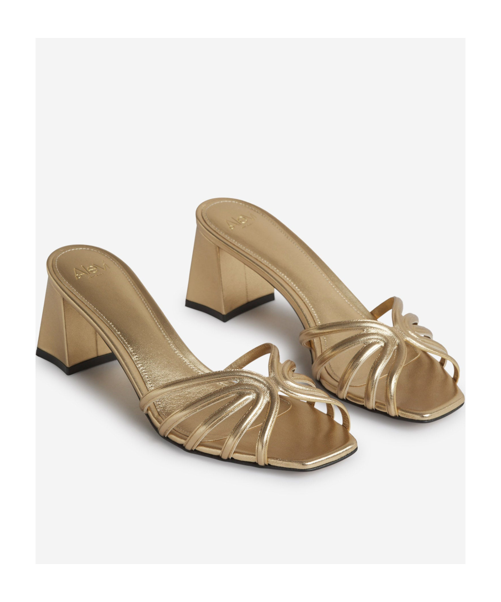 Alevì Square-headed High-heeled Sandals In Brown