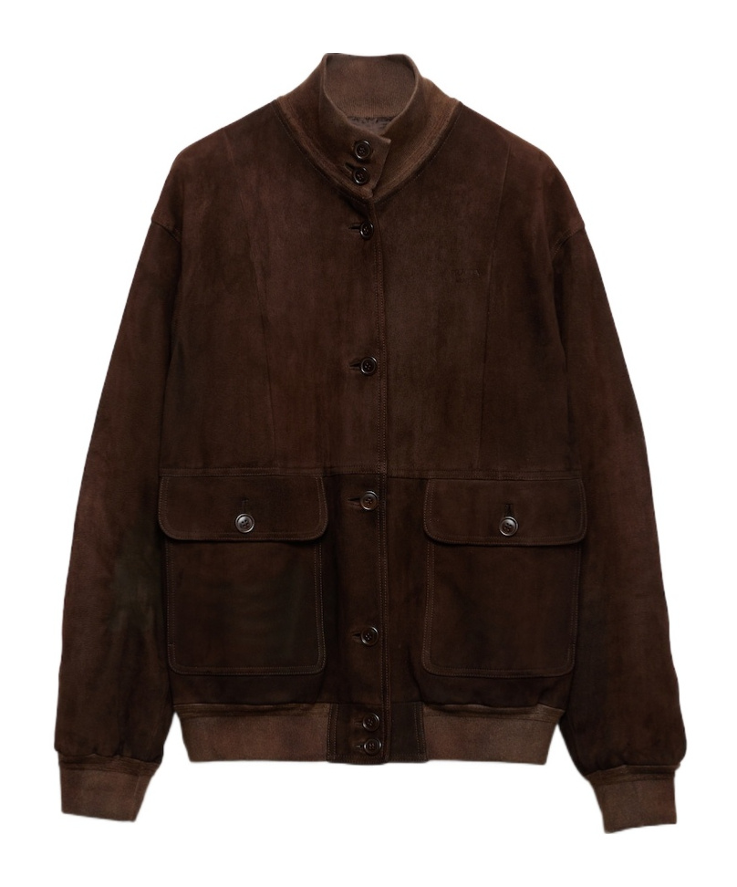 Prada Long-sleeved Casual Jacket In Brown