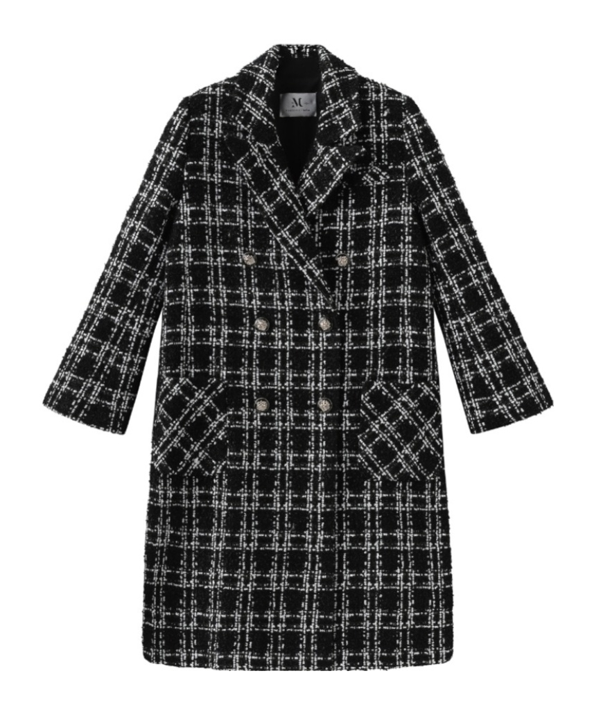 Marissa Chiara Black And White Plaid Coat In Black