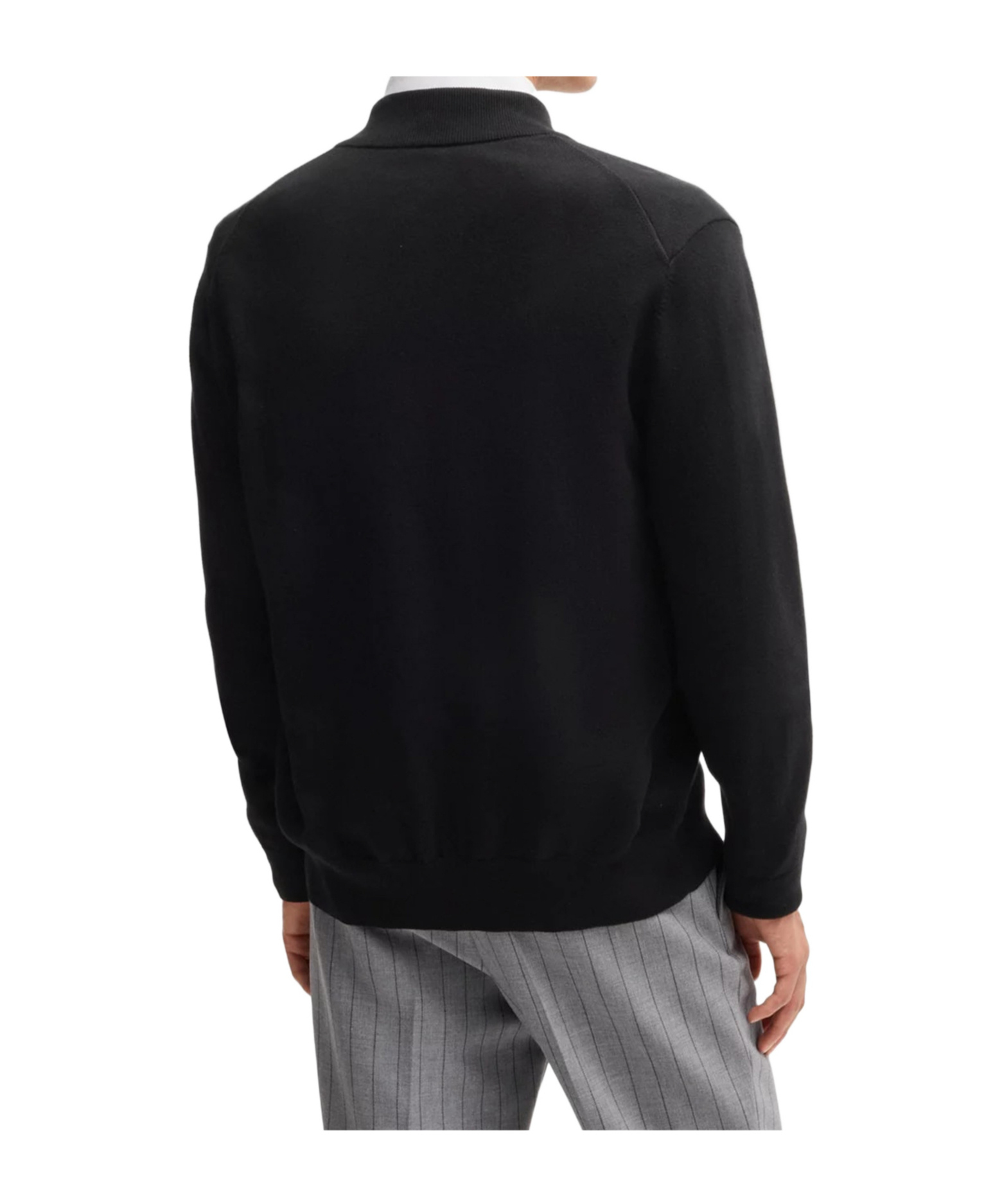 Hugo Boss Knitted Zipper Cardigan In Black