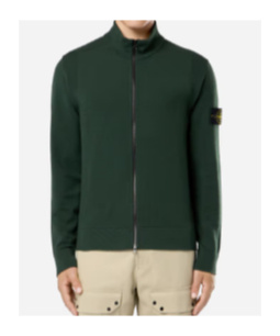 Stone Island Ribbed Virgin-wool Cardigan In Green