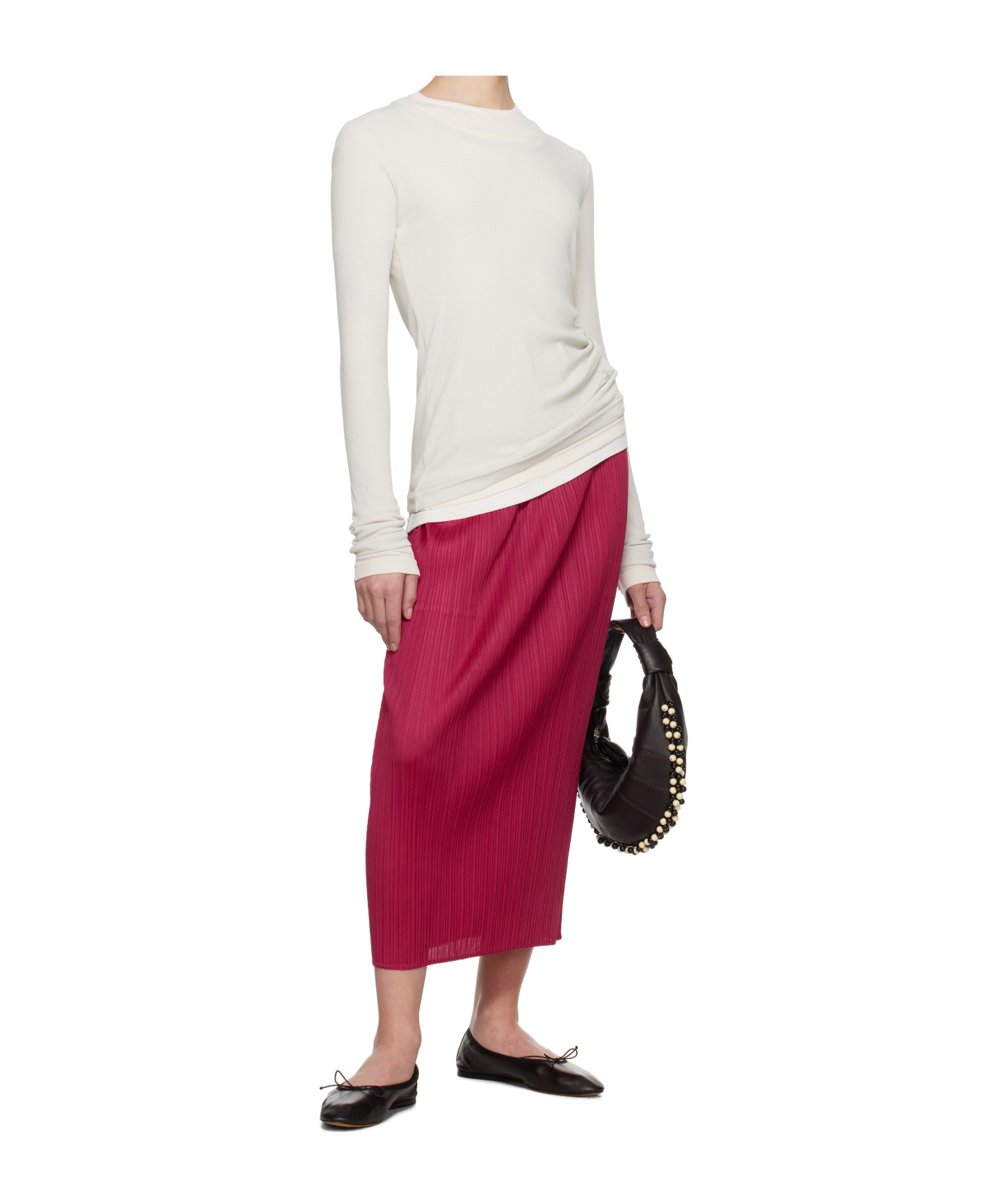 Issey Miyake Pink June New Colorful Basics 4 Midi Skirt In Pink