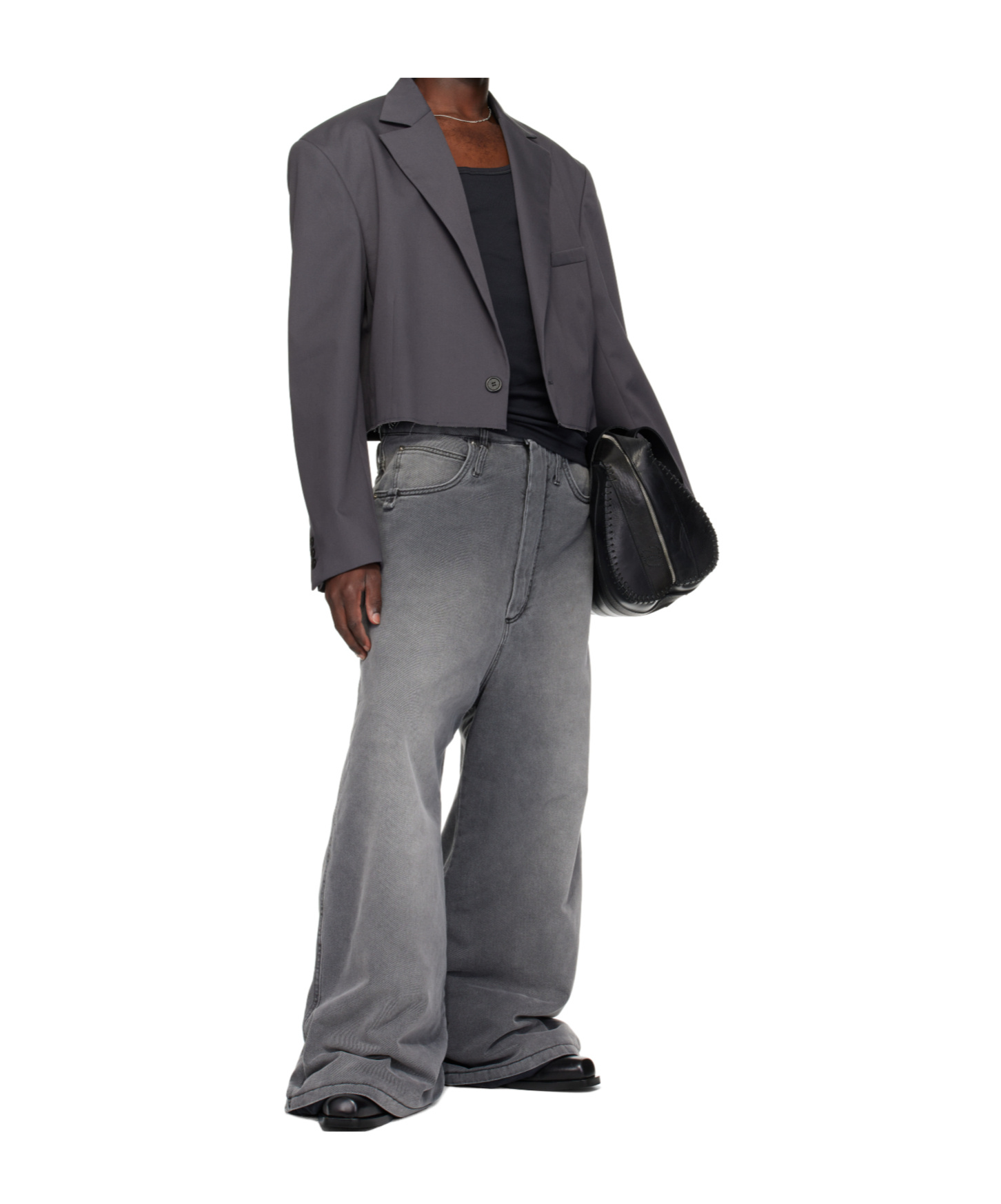 Lu'u Dan Non-stretch Wide-leg Jeans In Gray