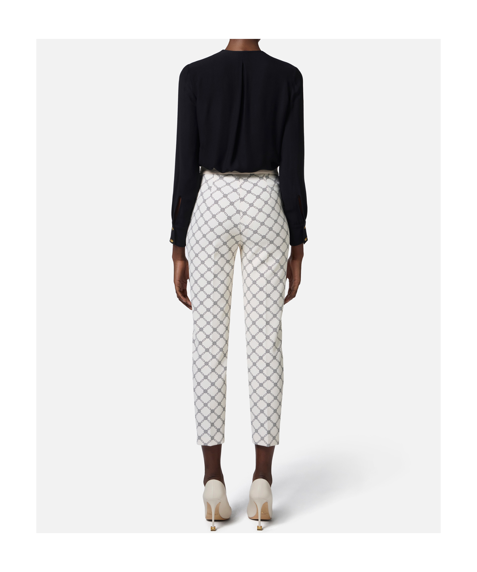 Elisabetta Franchi Black Georgette Blouse With Laces In Black