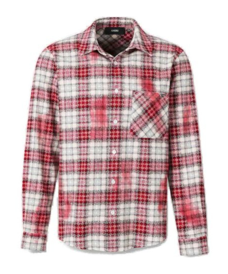 Amiri Plaid Flannel Shirt In Pink