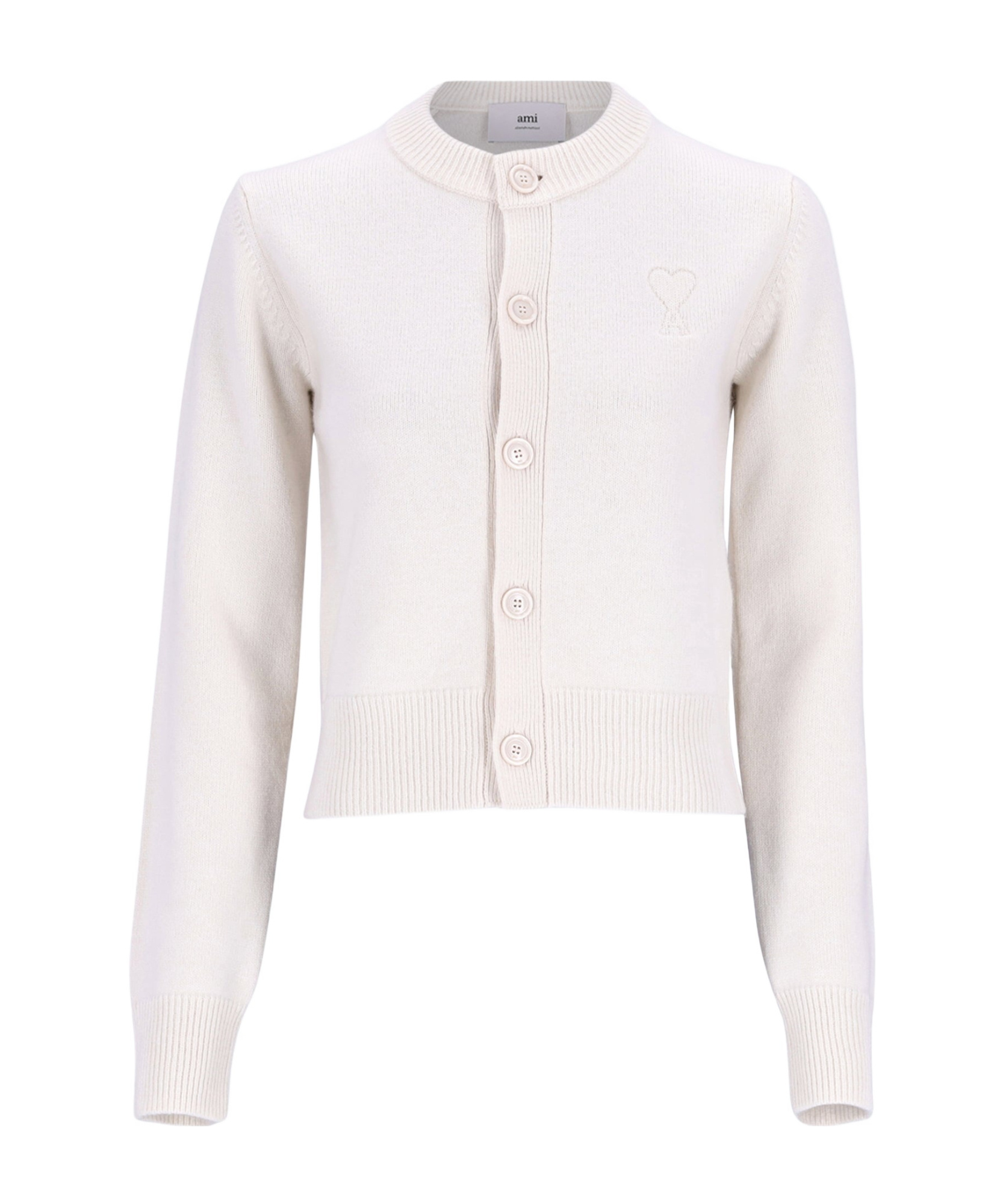 Ami Alexandre Mattiussi Long-sleeved Knitted Cardigan In White