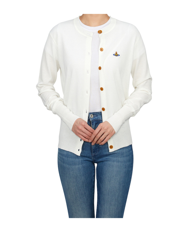 Shop Vivienne Westwood Long-sleeved Knitted Cardigan In White