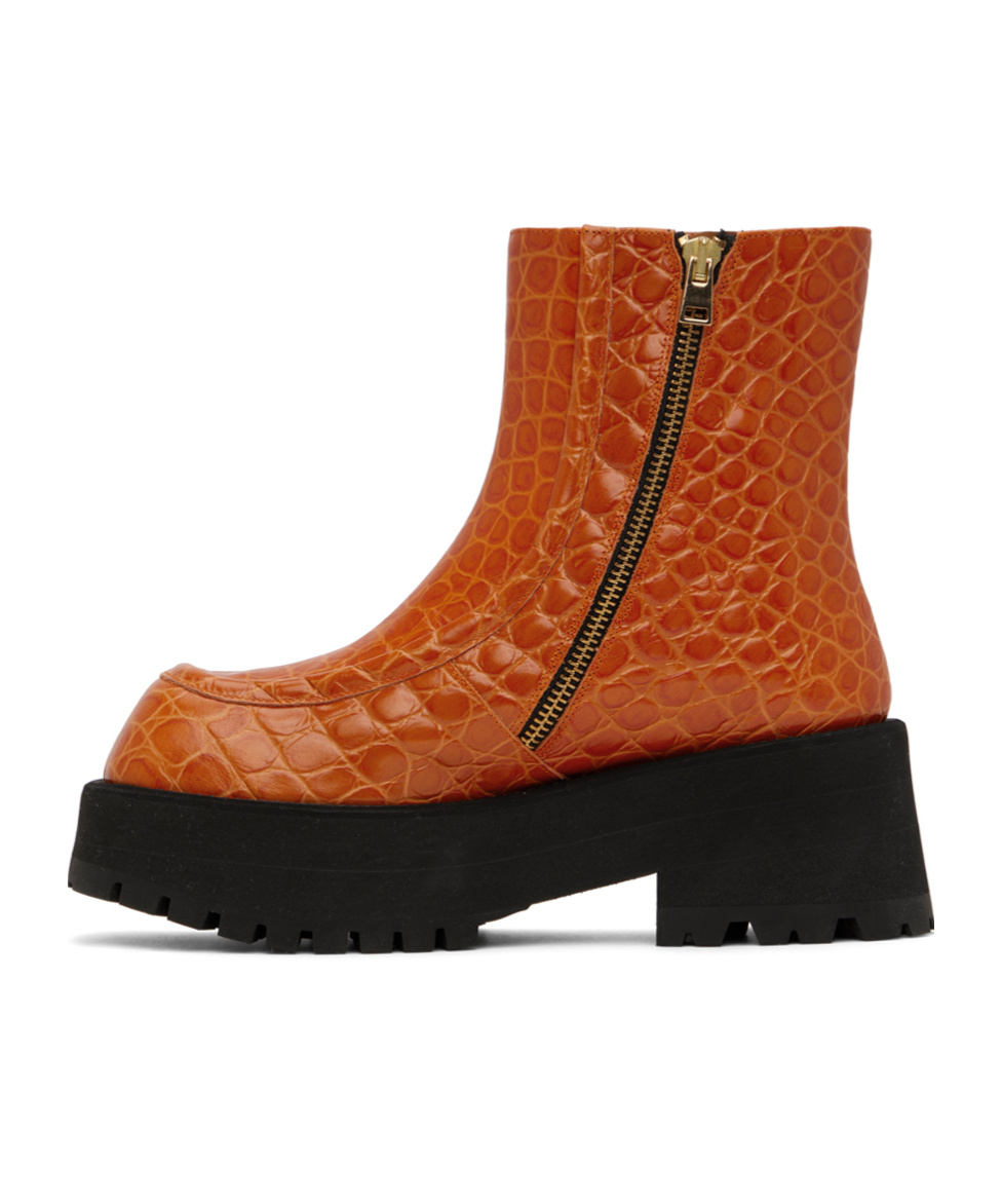 Marni Woman Ankle Boots Orange Size 8 Soft Leather In Brown