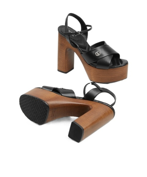 Gucci Open Toe Platform Style Sandal In Black