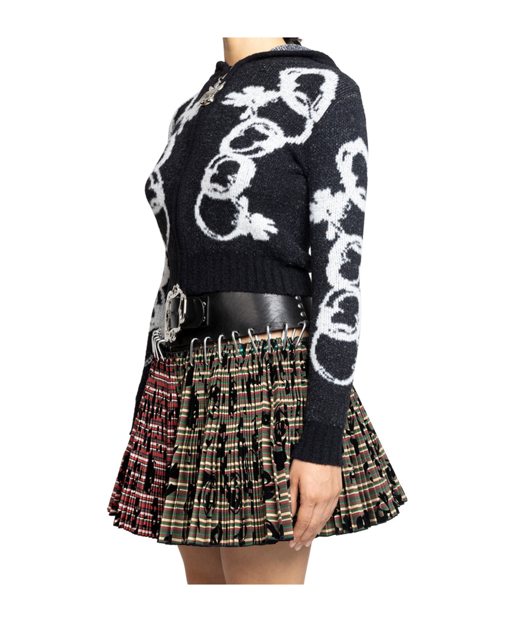 Chopova Lowena Black Chain Link Hooded Cardigan In Black