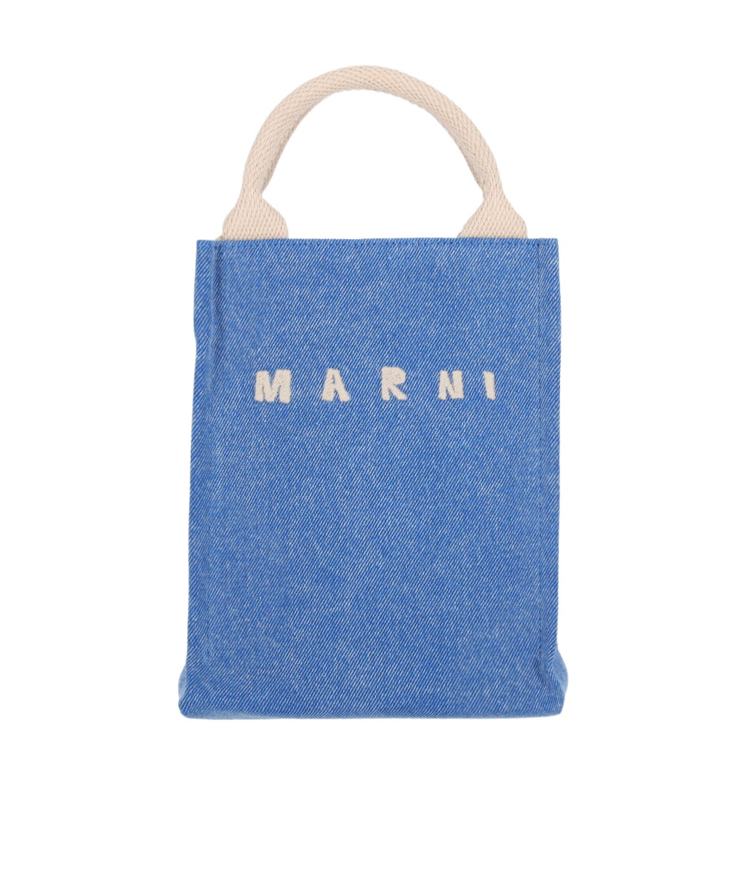 Marni Logo Embroidered Tote Bag In Blue