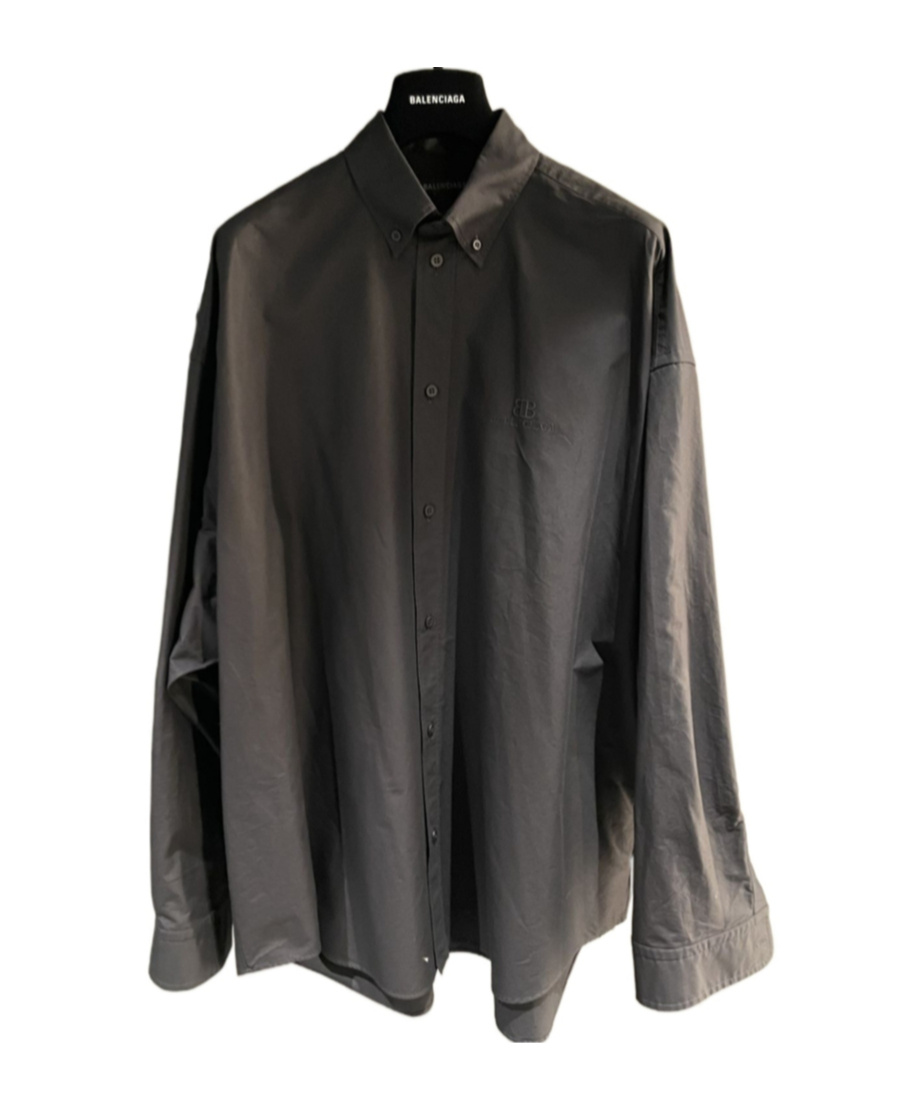 Shop Balenciaga Oversized Cotton Shirt In Black