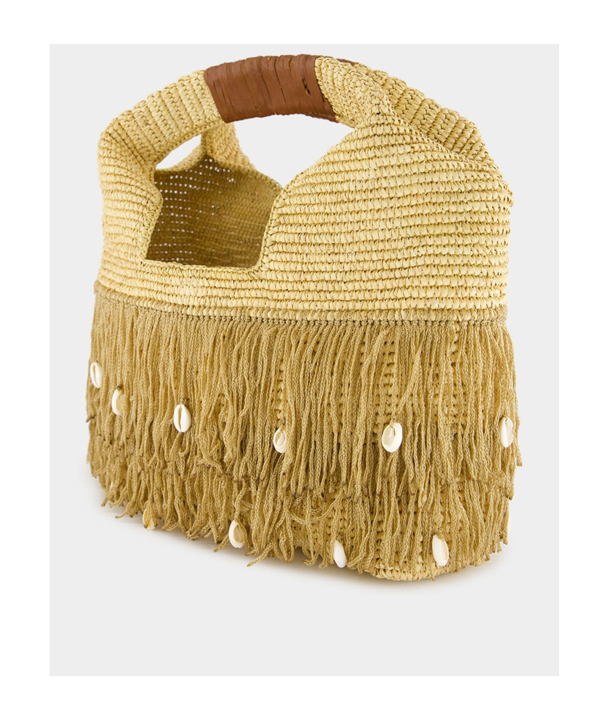 Sensi Studio Fringed Straw Handbag In Brown