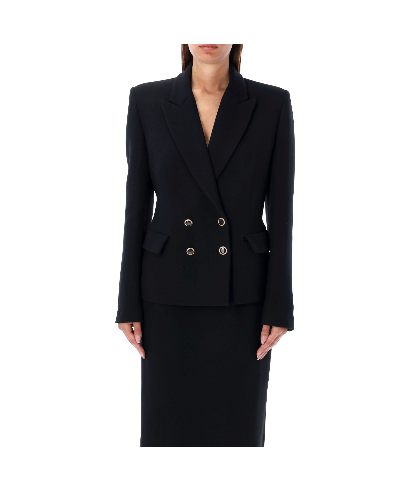 Alessandra Rich Oversized Double-bre In Black