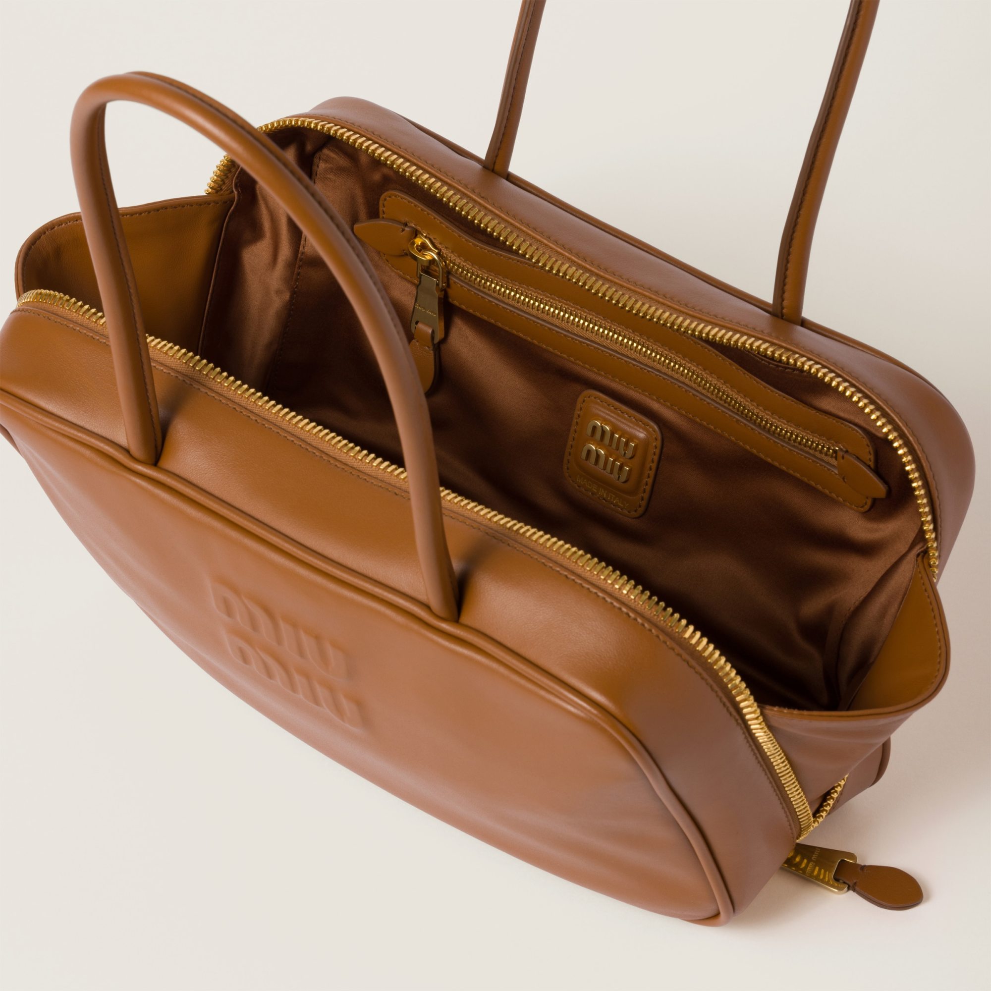 Miu Miu Beau Leather Top-handle Bag In Brown