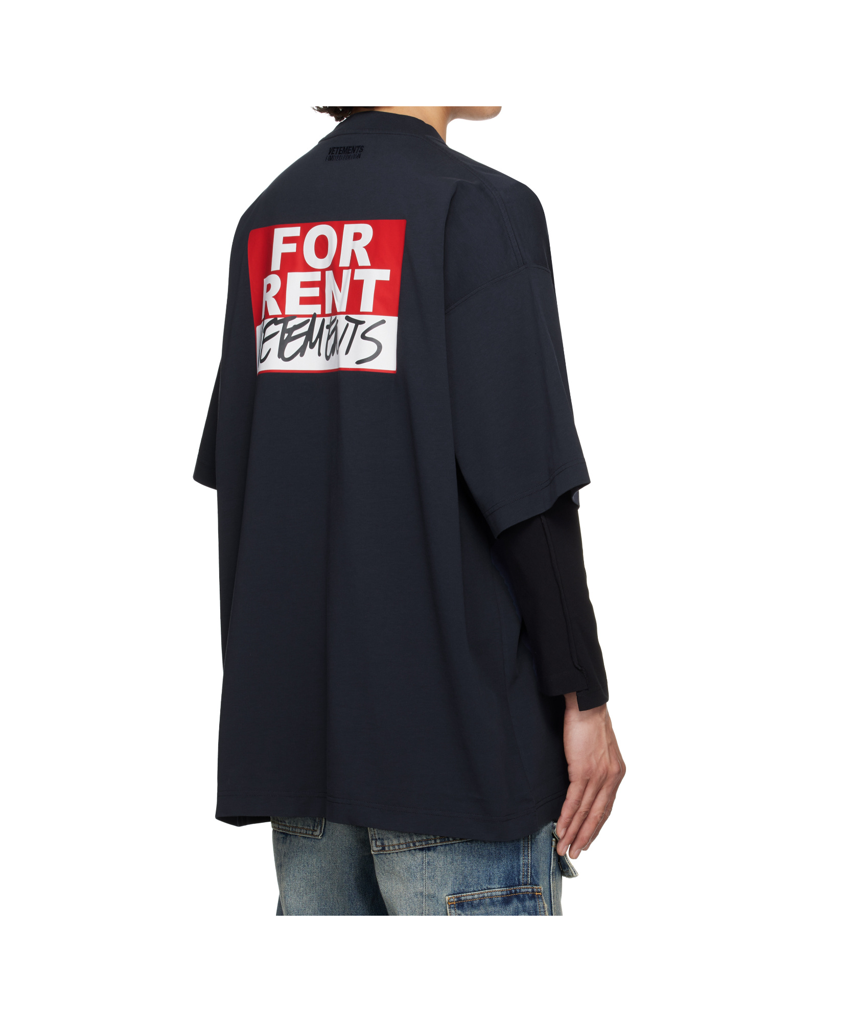 Vetements Navy 'for Rent' Oversized T-shirt In Navy Blue