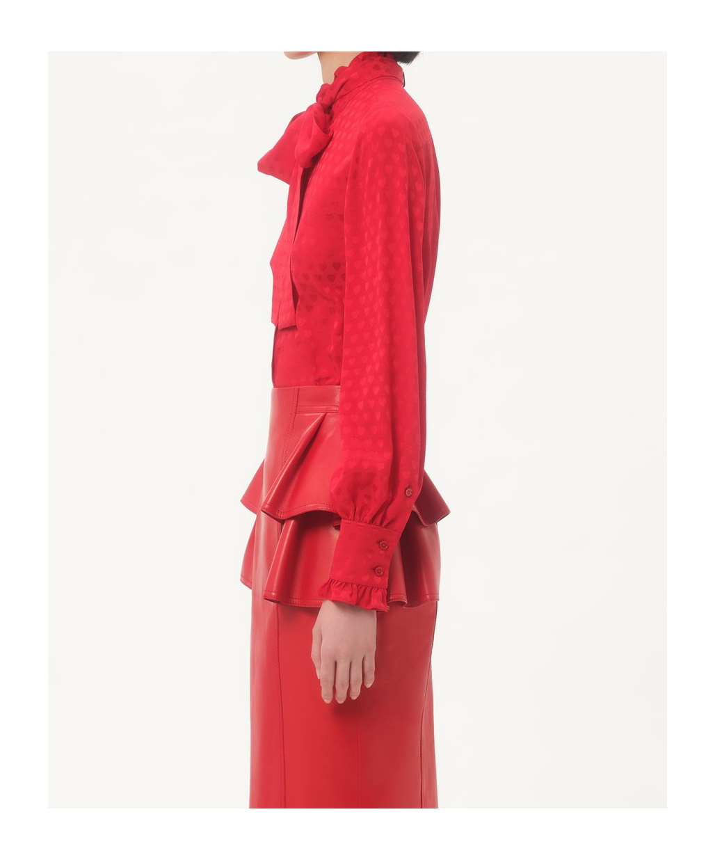 Valentino Crepe De Chine Shirt With Cour De Coeur Print In Red