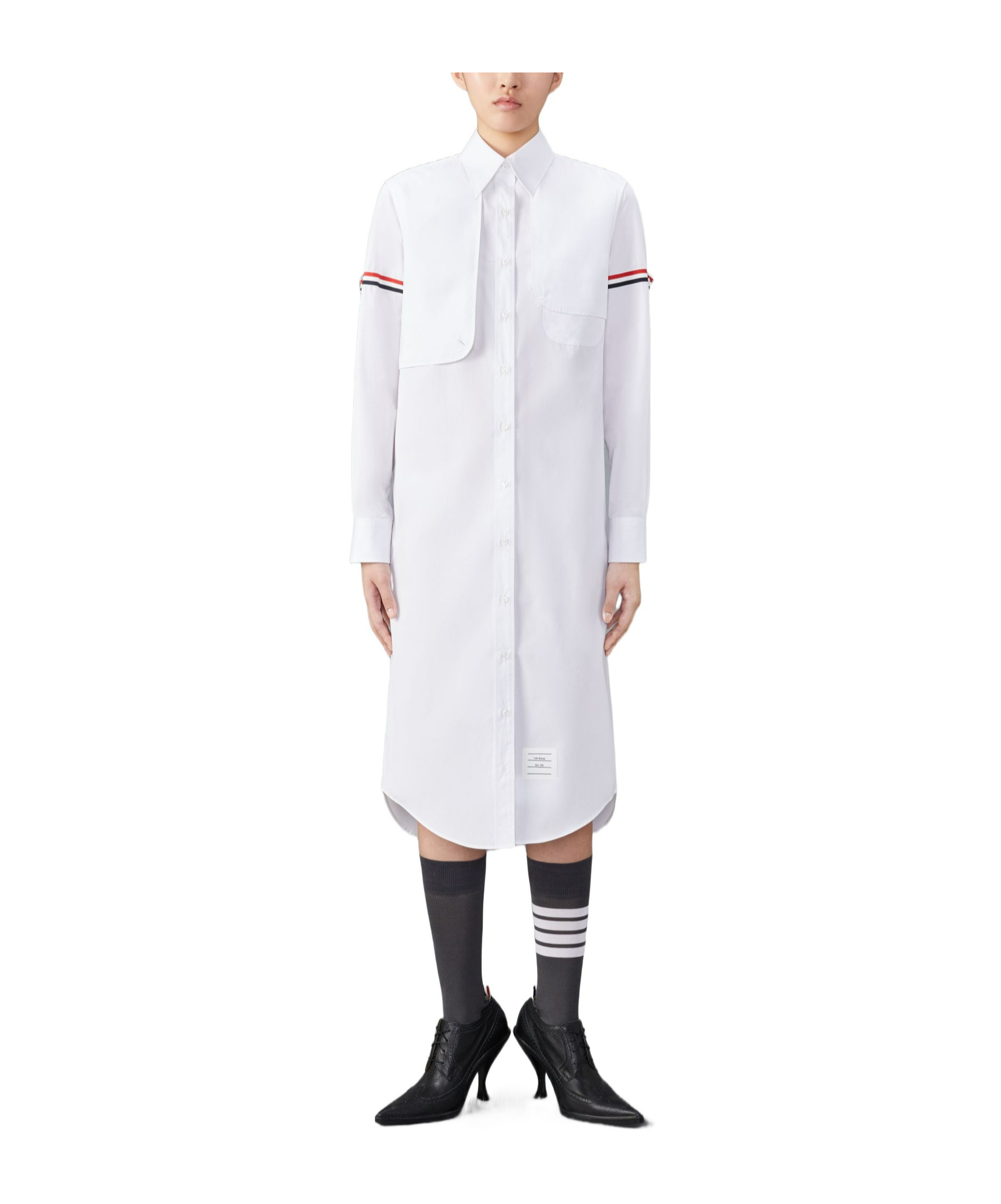 Thom Browne Rwb-stripe Cotton Shirt Dress - Women's - Cotton In White