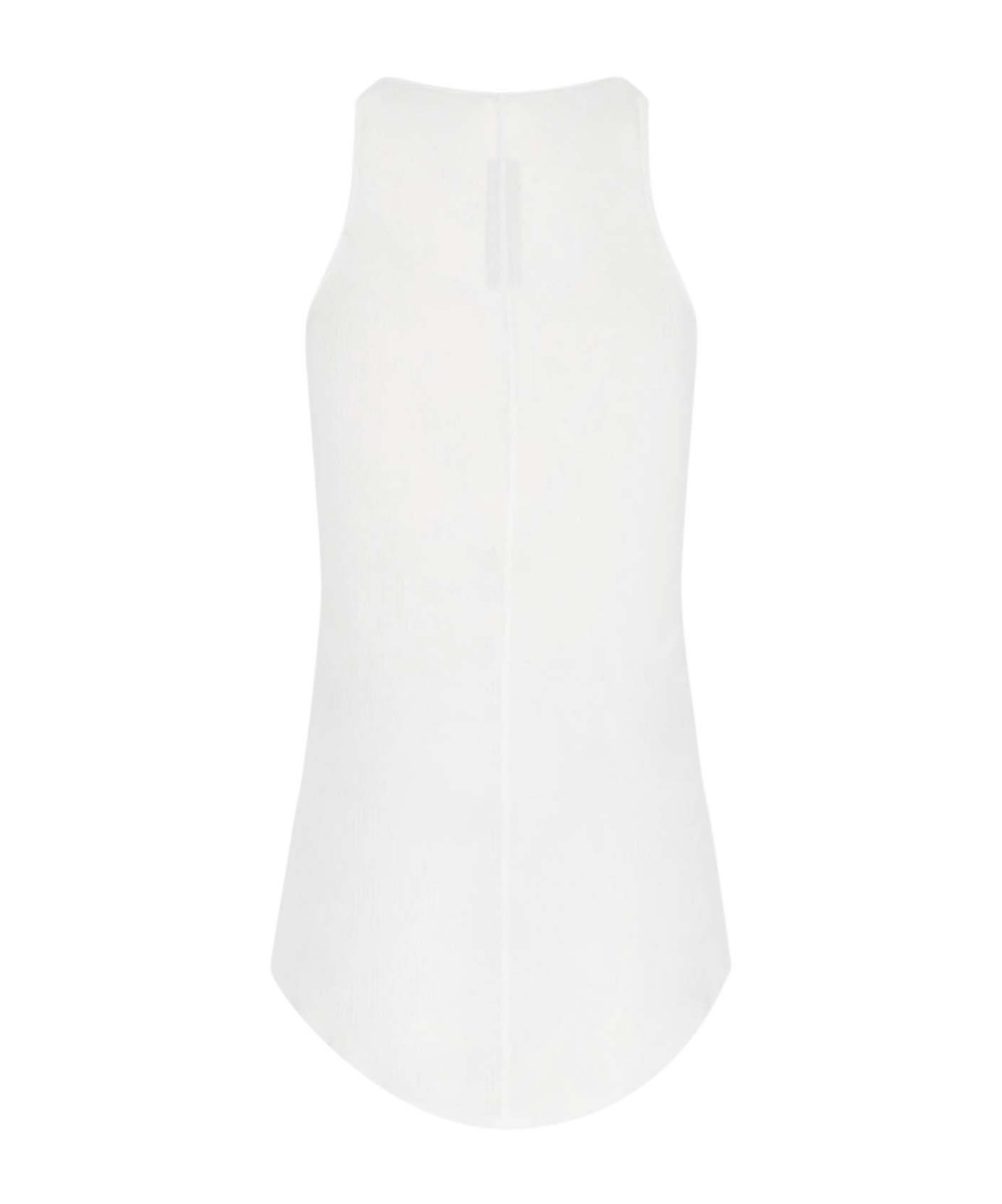 Rick Owens Top With Curved Hem And Ribbed Sleeves In White