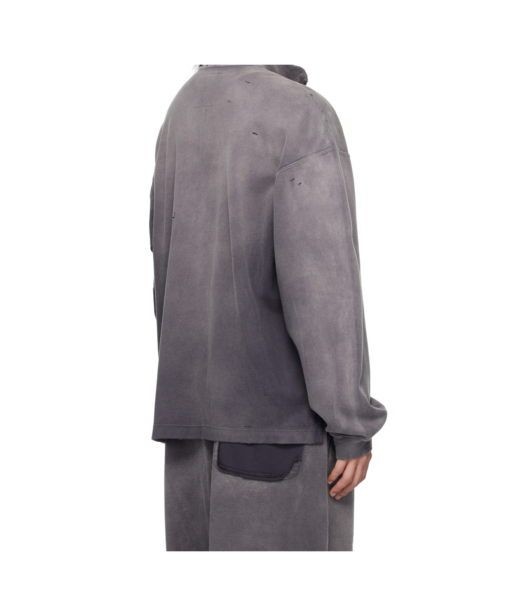 Miharayasuhiro Black Sun Faded Quarter Zip-up Sweatshirt In Gray