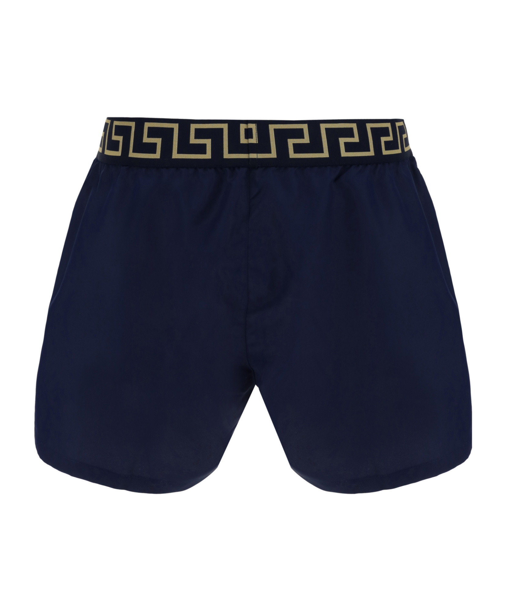Versace Black Swim Trunks With Greca And Medusa Head Print On Elastic Waistband In Nylon Man In Black