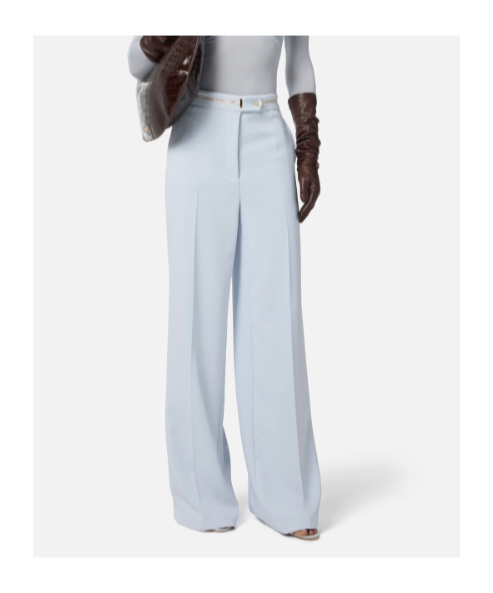 Elisabetta Franchi Logo-ribbon Trousers In Silver