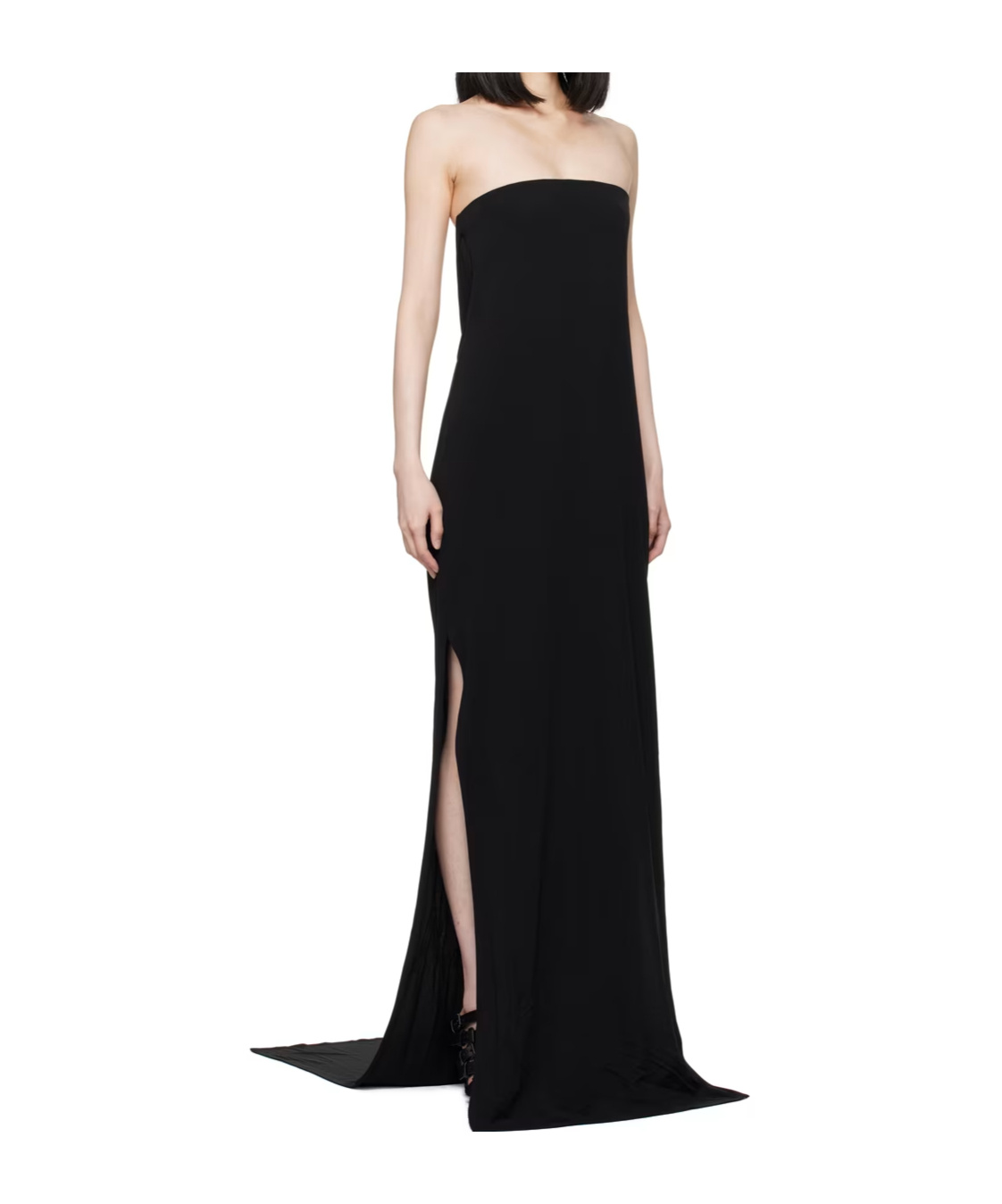 Ann Demeulemeester Aura Strapless Jersey Long Dress In Black