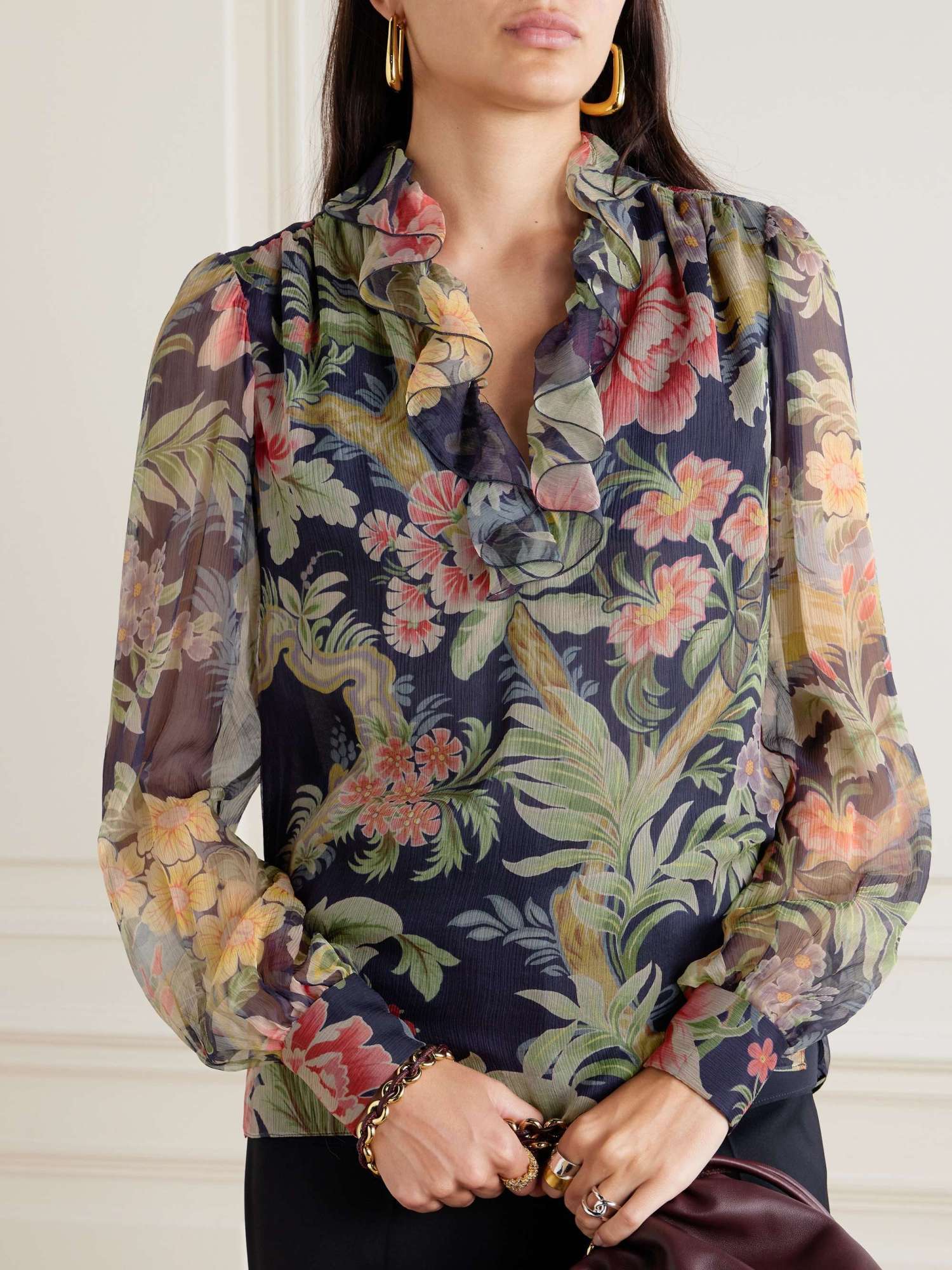 Etro Printed Silk Blouse In Multicolor