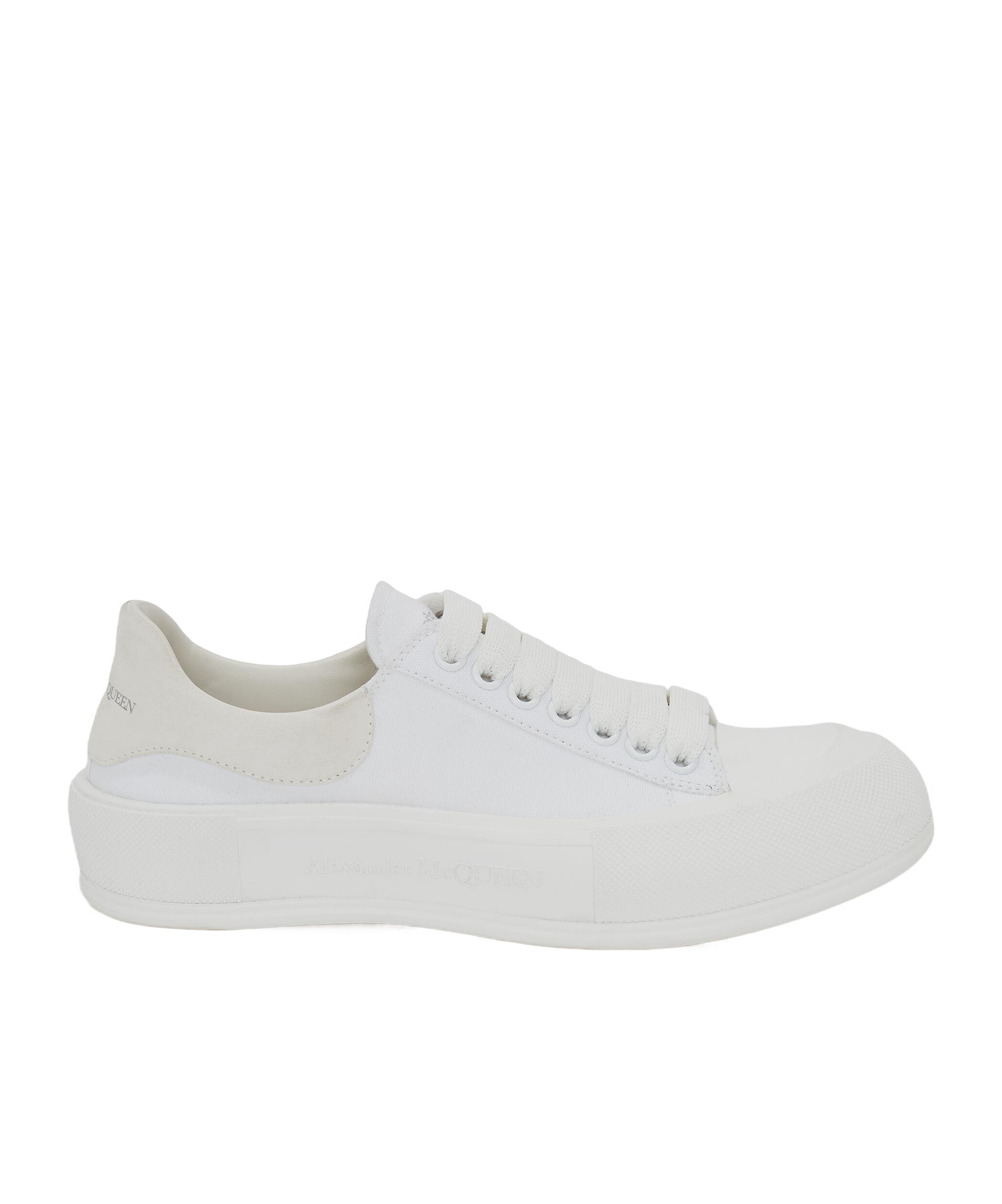 Alexander Mcqueen Logo Embossed Platform Sole Canvas Sneakers In White
