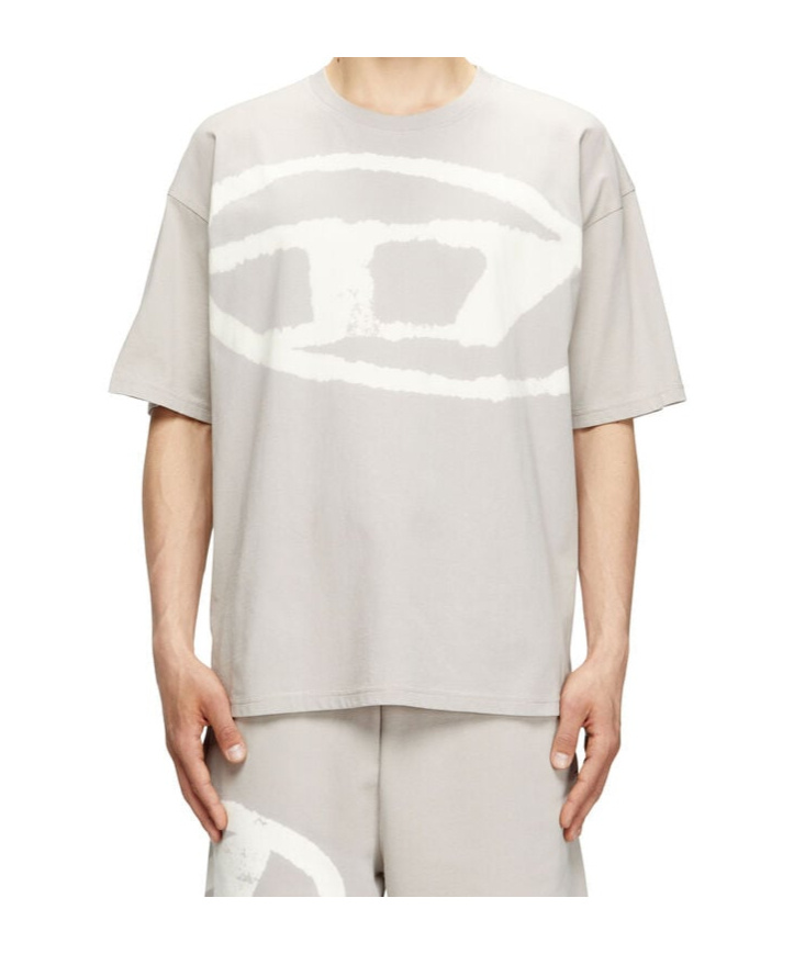 Diesel T-shirt With Bleached Oval D Logo In Neutral
