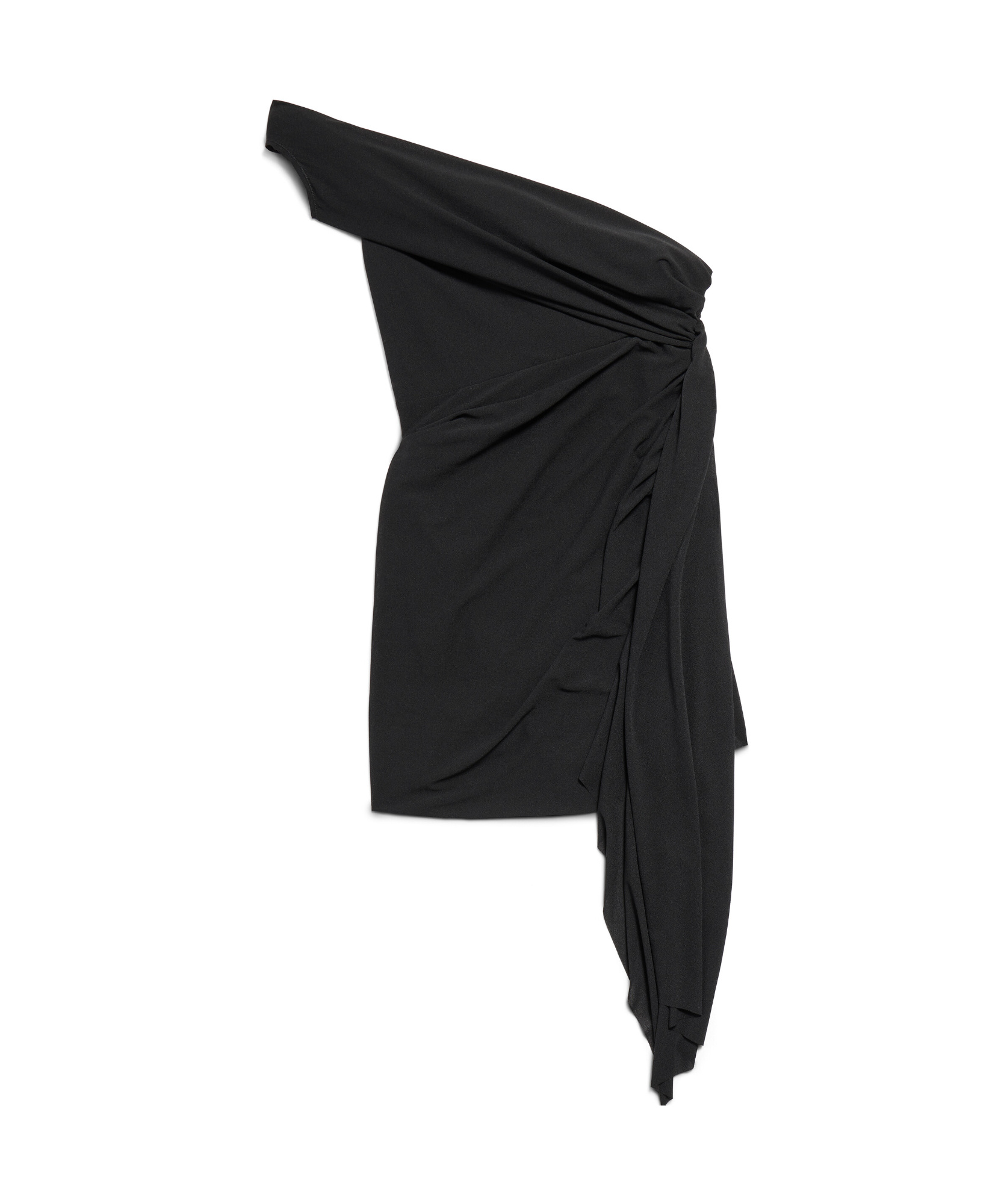 Balenciaga Twisted One-shoulder Mini Dress In Black