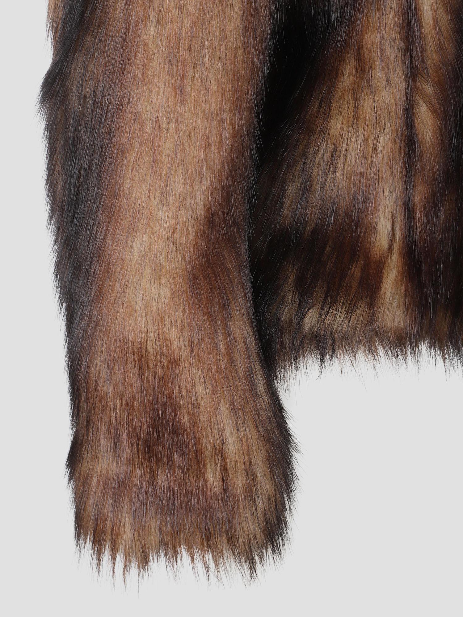 Simone Rocha Sculpted Faux Fur Fray Jacket In Brown