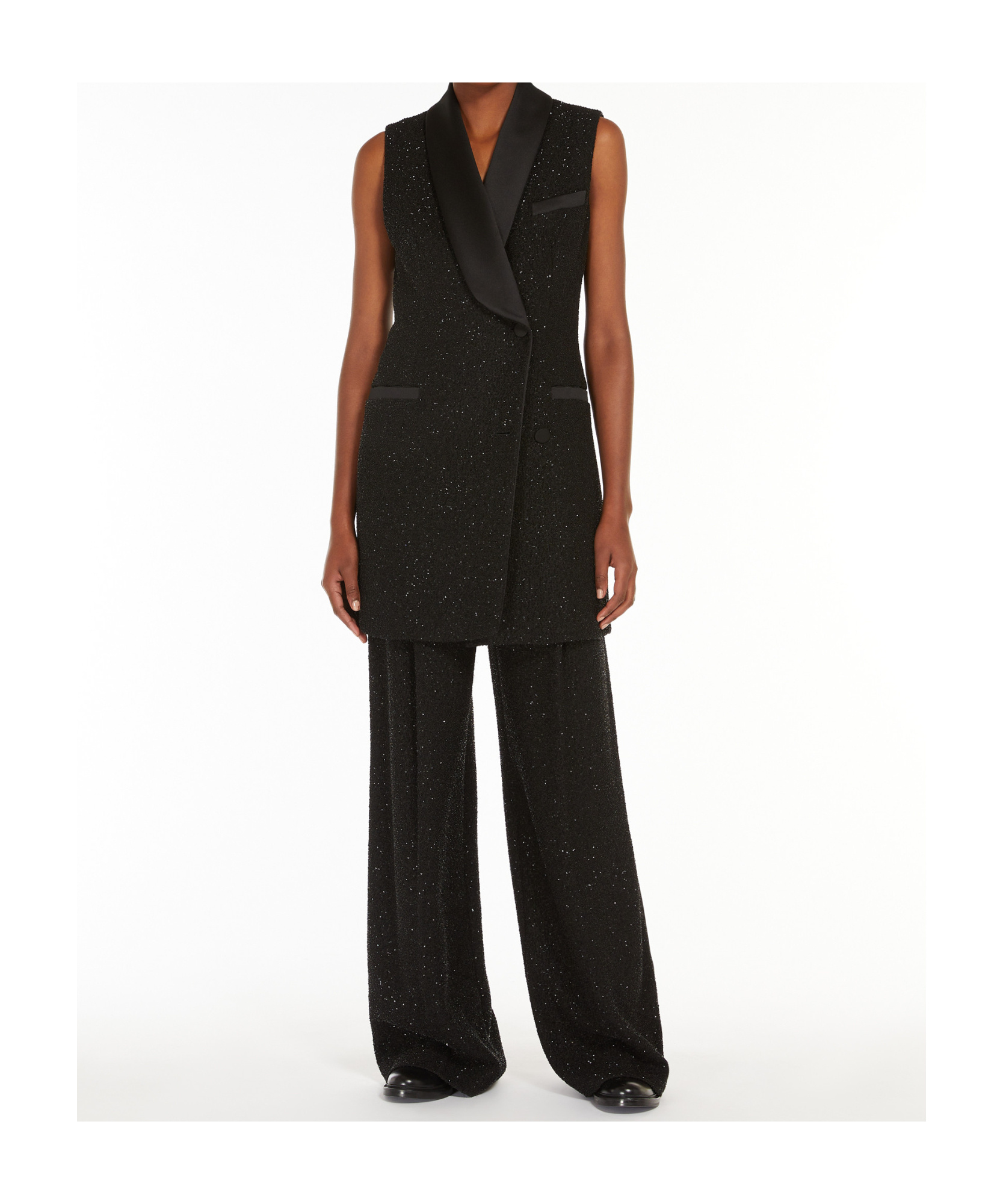 Max Mara Long Black Wool Trousers In Black