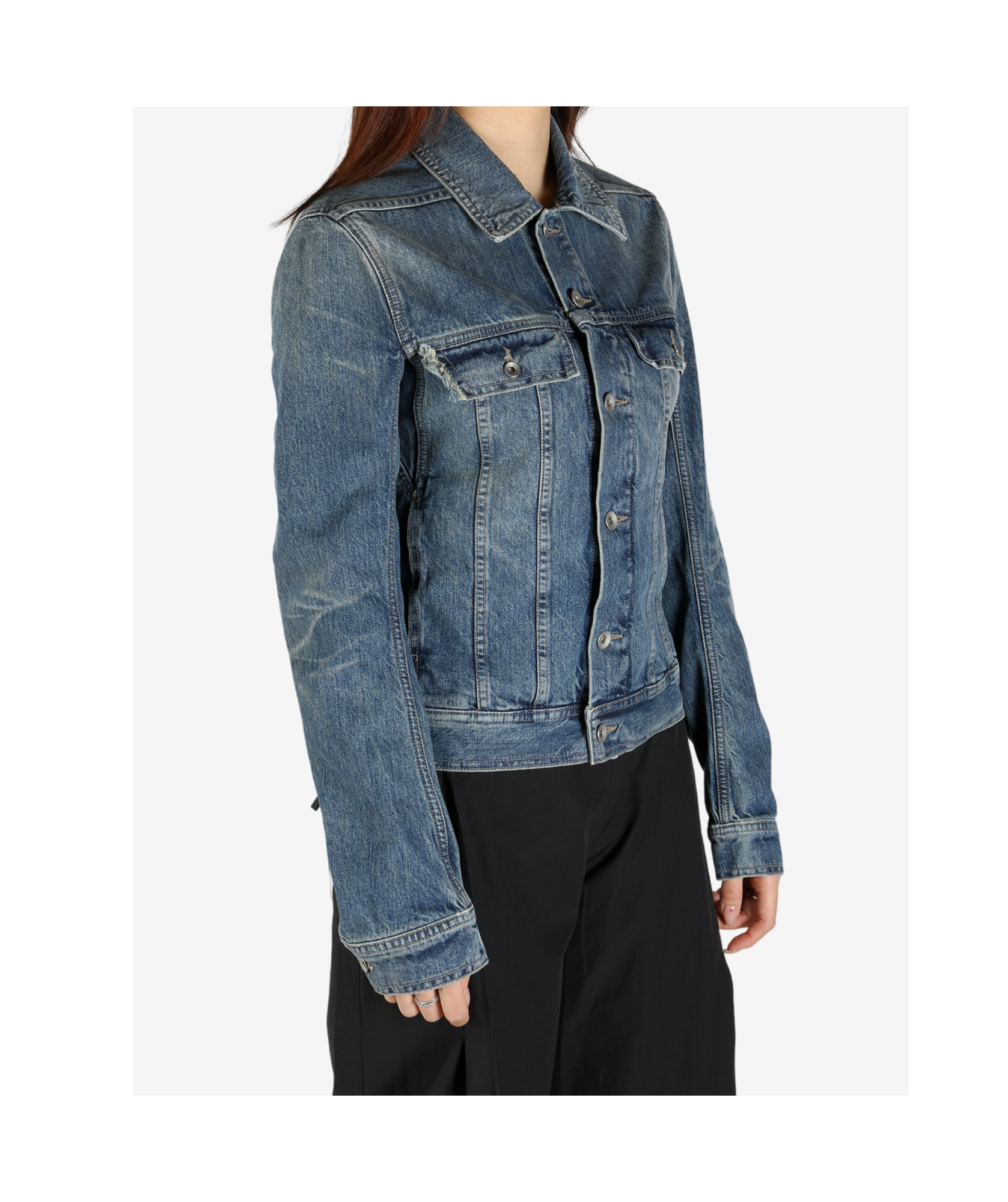 Rick Owens Drkshdw Long Sleeve Denim Jacket In Black