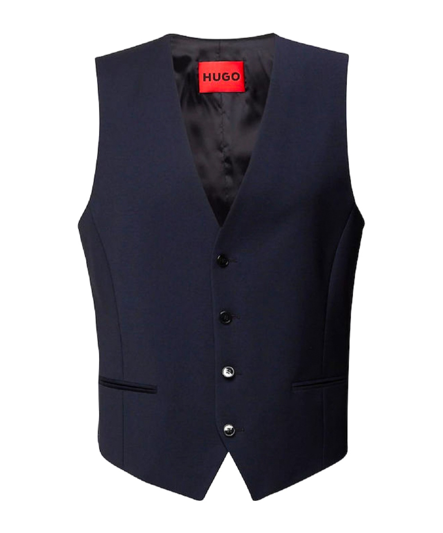 Hugo Boss Button-down Waistcoat In Blue