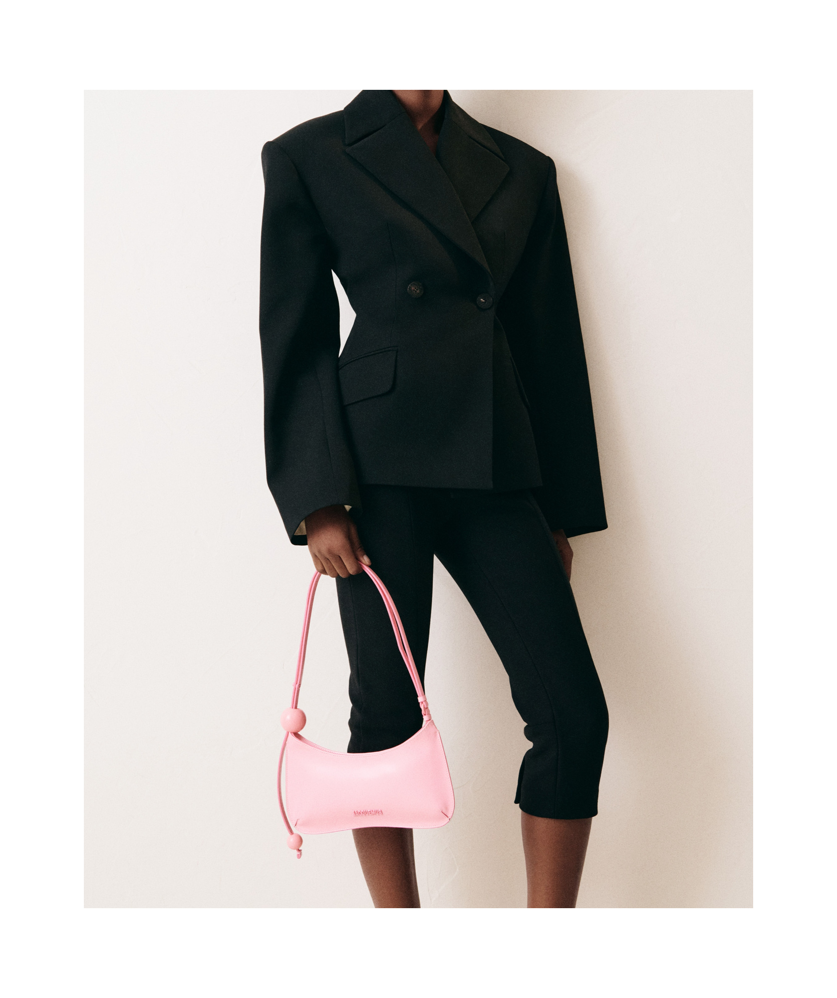 Jacquemus Le Bisou Perle Leather Shoulder Bag In Pink