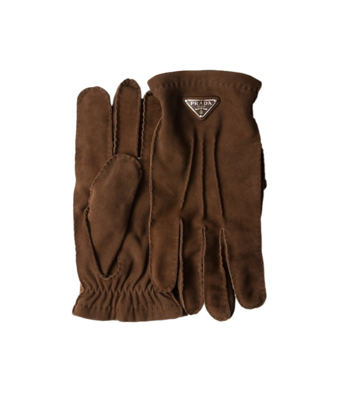 Prada Suede Gloves In Brown