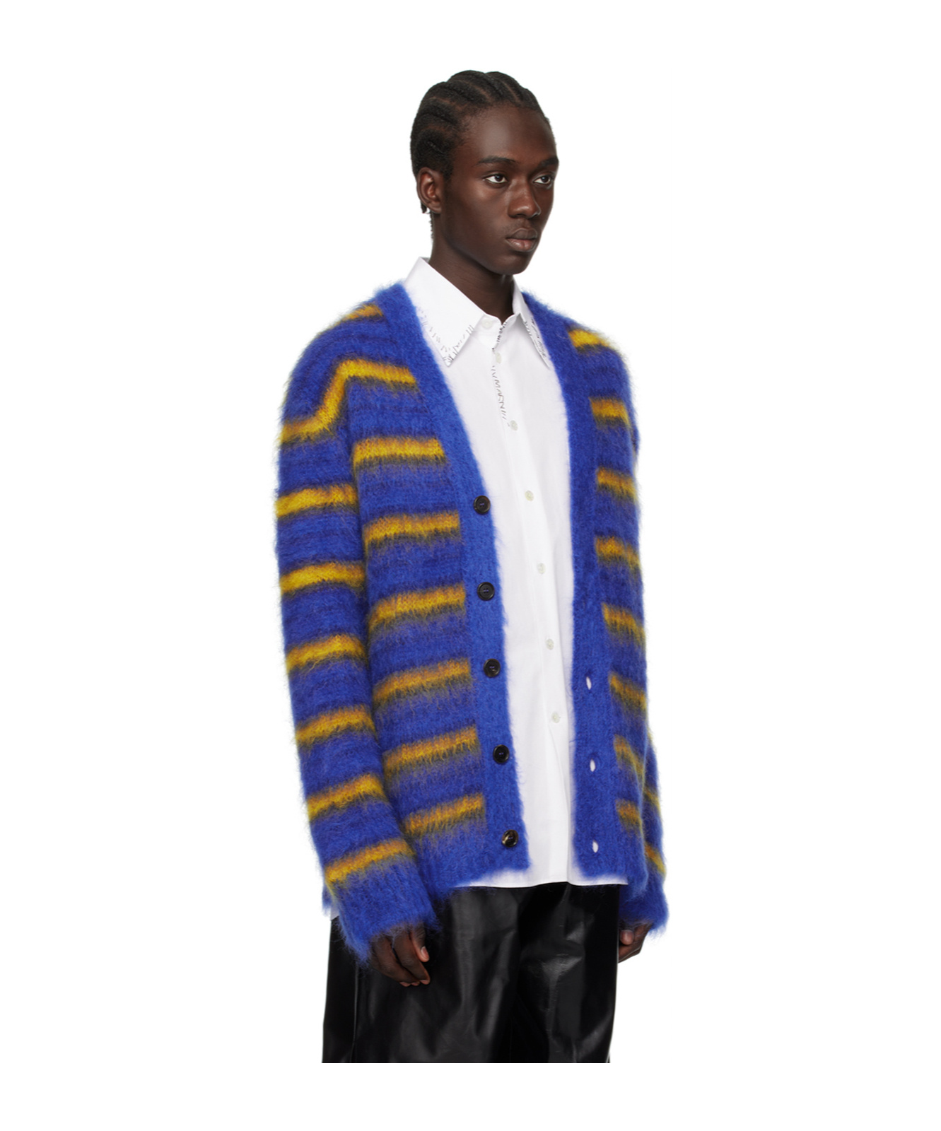 Marni Blue Iconic Stripes Cardigan In Blue