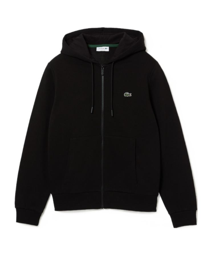 Lacoste Cotton Jogger Sweatshirt With Pouch Pocket In Black