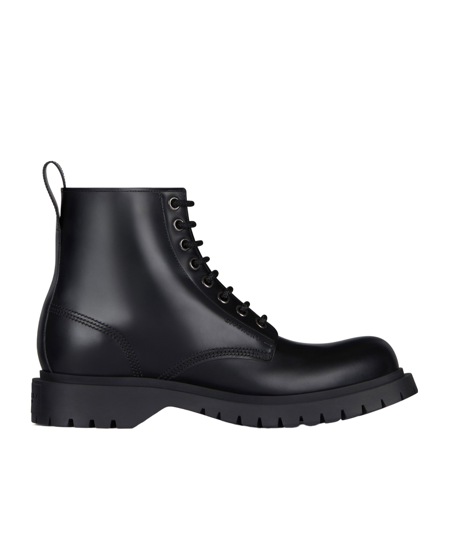 Givenchy Chunky Sole Leather Ankle Boots With Pull Tab In Black