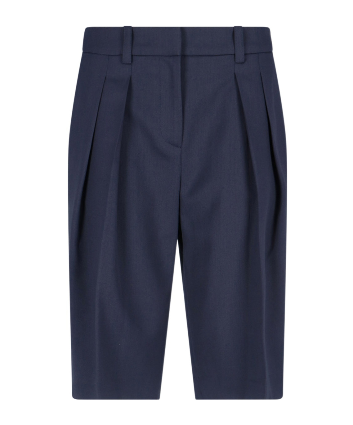 The Frankie Shop Womens Navy Bilbao Pleated Wool Bermuda Shorts